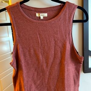 Madewell high neck, swing tank, burnt orange color size medium
